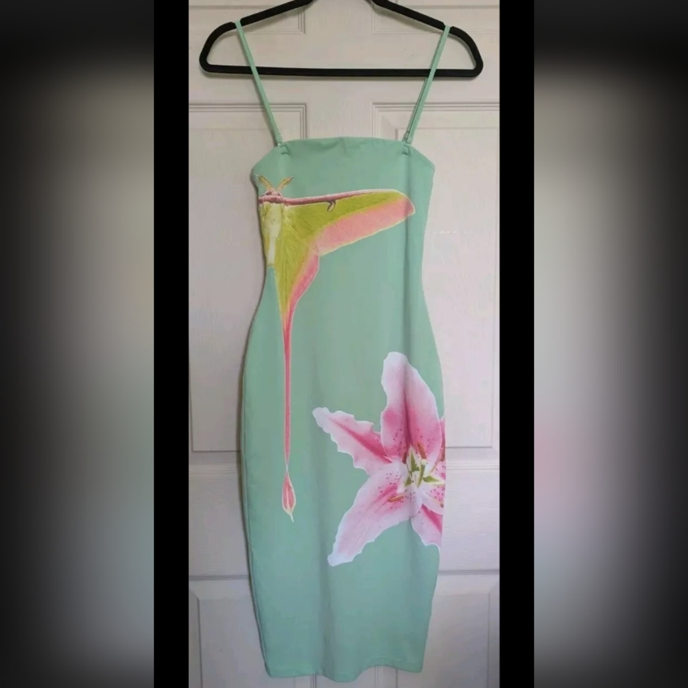 FINAL PRICE Tyler McGillivary Luna Lily Bodycon Dress XS Mint Midi Festival